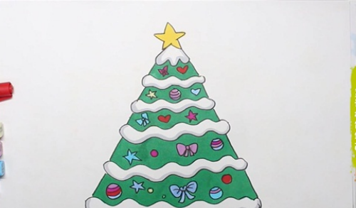 涂色简单圣诞树简笔画教程图解 彩色可爱圣诞树简笔画怎么画