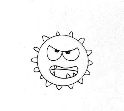 病毒简笔画病毒细菌简笔画怎么画 简单又漂亮病毒简笔画步骤画法