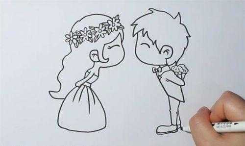 简单两人结婚简笔画步骤教学 卡通人物结婚简笔画怎么画