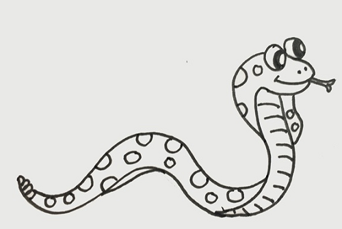 眼镜蛇简笔画彩色卡通图片 眼镜蛇简笔画简单画法