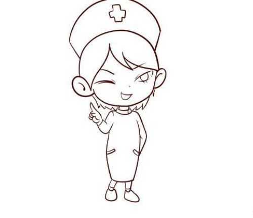 简单护士简笔画步骤 彩色漂亮护士儿童画怎么画