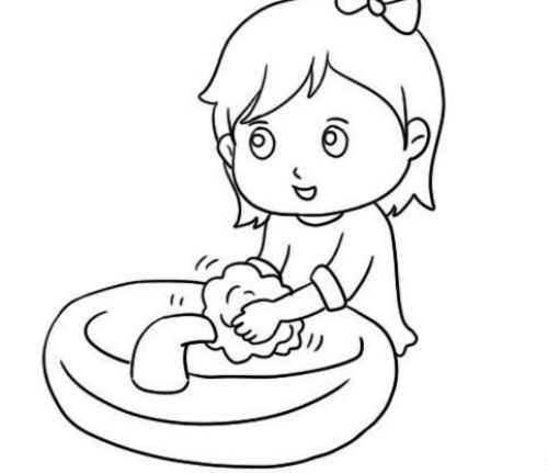 儿童洗手简笔画简单图片