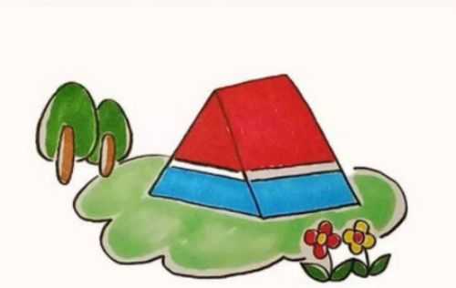 帐篷野外露营简笔画怎么画 带颜色野外露营简笔画画法