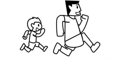 跑步简笔画儿童画教程画法 侧面多人跑步简笔画图片彩色